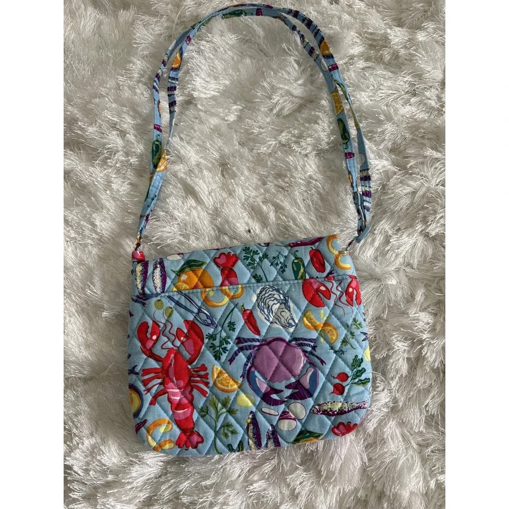 Vera Bradley Seafood Boil Crossbody Bag Blue Quilted Lobster Crab Nautical Print